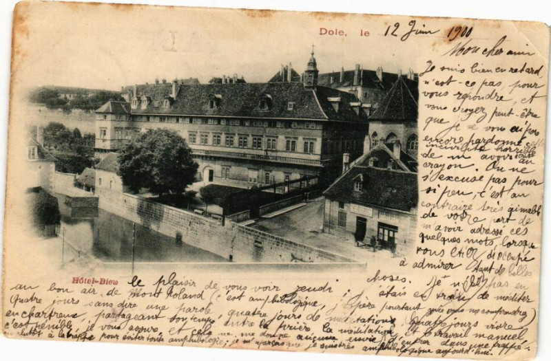 Carte postale ancienne Dole -Hotel Dieu à Dole