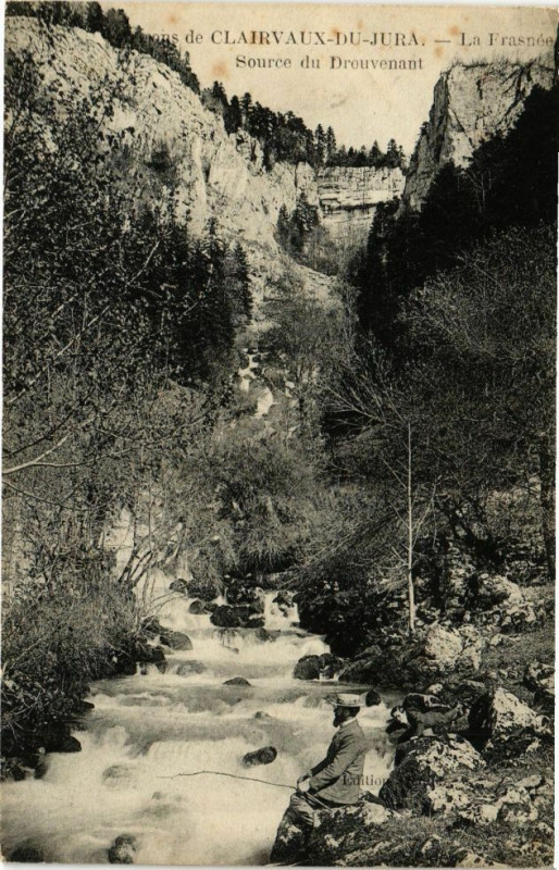 Carte postale ancienne Clairvaux-de-Jura - Source du Drouvenant à Our