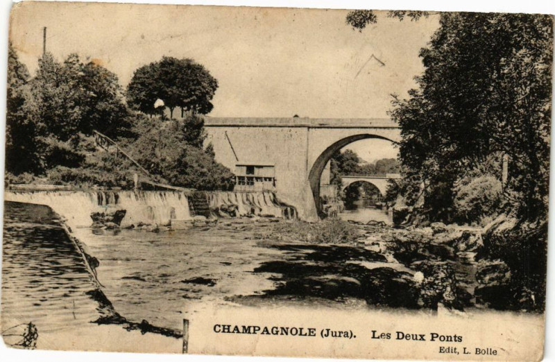 Carte postale ancienne Champagnole - Les 2 Ponts à Champagnole