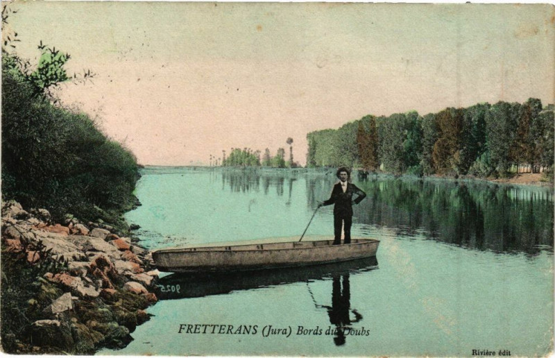 Carte postale ancienne Fretterans - Bords du Doubs à Rans