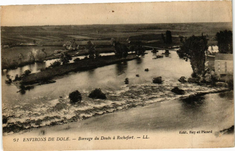 Carte postale ancienne Env. de Dole - Barrage du Doubs a RoCHEFort à Dole