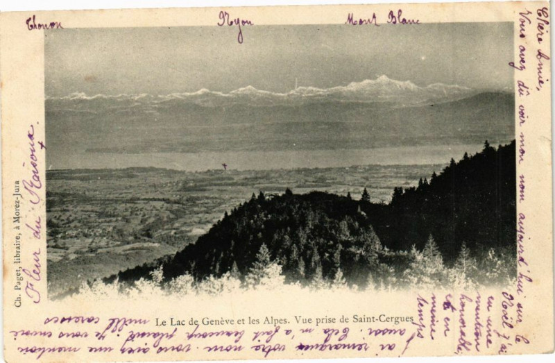 Carte postale ancienne Lac de Geneve et les Alpes - Vue prise de Saint-Cergues