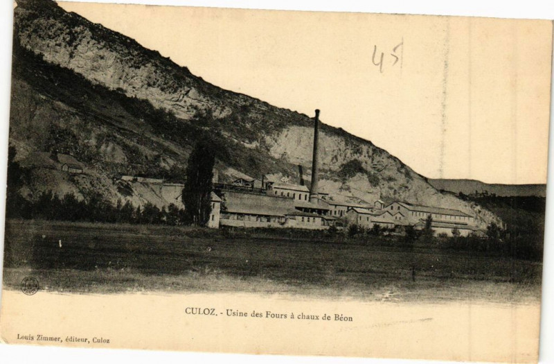 Carte postale ancienne Culoz - Usine des Fours a chaux de Beon à Our