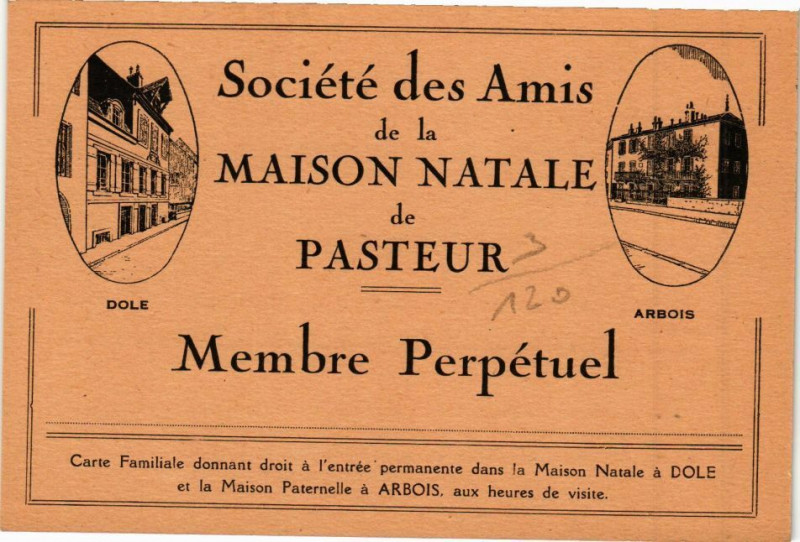 Carte postale ancienne Soc. des Amis de la Maison Natale de Pasteur - Membre Perpetuel