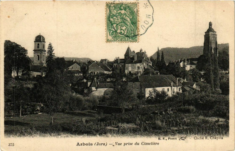 Carte postale ancienne Arbois - Vue prise du Cimetiere à Arbois