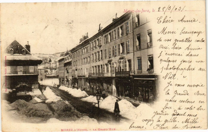 Carte postale ancienne Morez l'Hiver - la Grande Rue