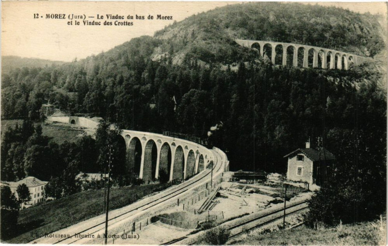 Carte postale ancienne Morez - Viaduc du bas de Morez et Viaduc des Crottes