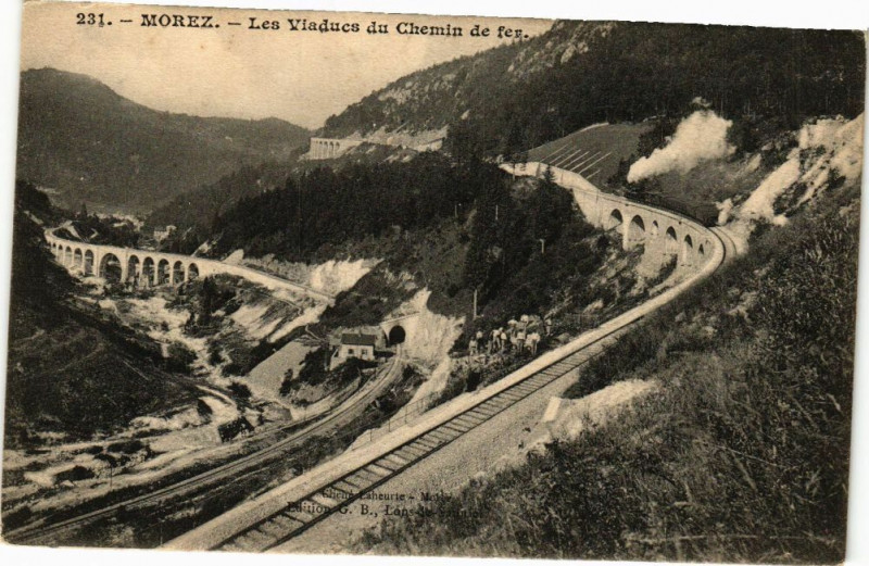 Carte postale ancienne Morez - Les Viaducs du Chemin de Fer à Chemin