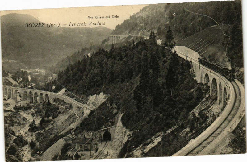 Carte postale ancienne Morez - Les trois Viaducs