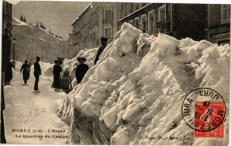 Carte postale ancienne Morez - l'Hiver le Quartier du Centre