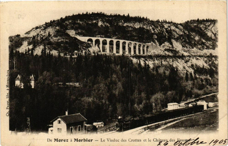 Carte postale ancienne De Morez a Morbier - Viaduc des Crottes à Morbier