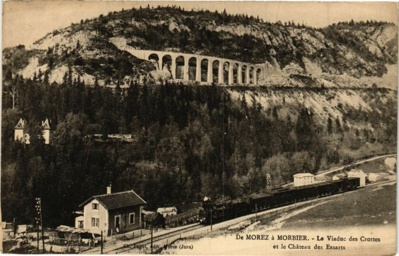 Carte postale ancienne De Morez a Morbier - Viaduc des Crottes à Morbier