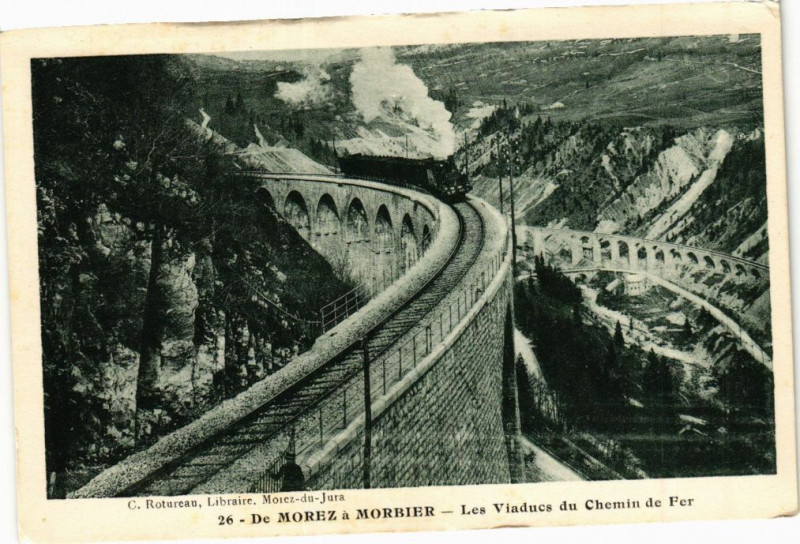 Carte postale ancienne De Morez a Morbier - Les Viaducs du Chemin de Fer à Morbier