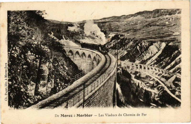 Carte postale ancienne De Morez a Morbier - Les Viaducs de Chemin de Fer à Morbier