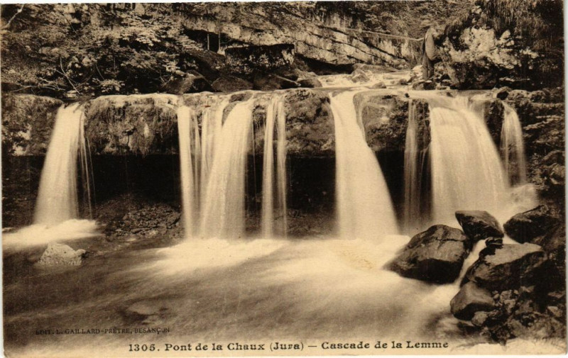 Carte postale ancienne Pont de la Chaux - Cascade de la Lemme