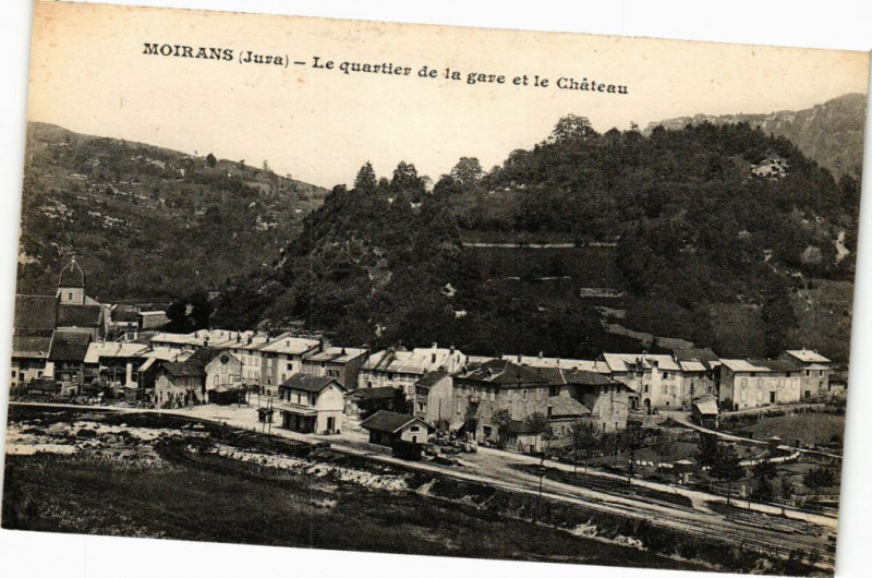 Carte postale ancienne Moirans - Le quartier de la gare et le Chateau à Rans