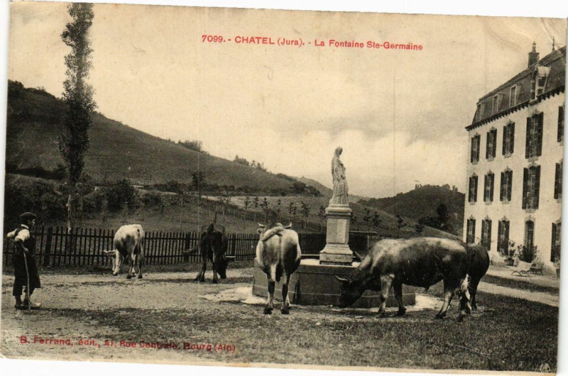 Carte postale ancienne Chatel - La Fontaine Sainte-GERMAINe