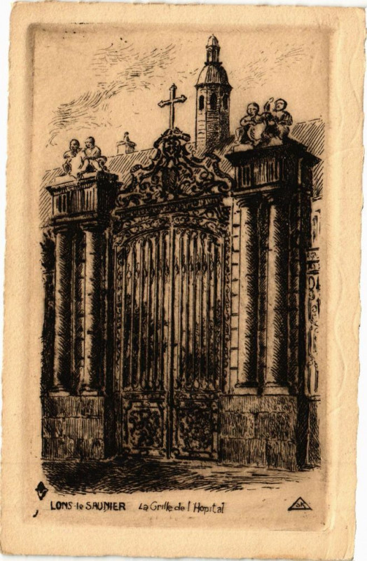 Carte postale ancienne Lons-le-Saunier - Grille de l'Hopital à Lons-le-Saunier