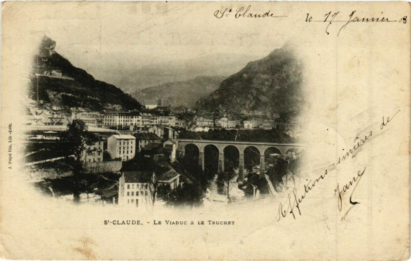 Carte postale ancienne Saint-Claude - Le Truchet et le Viaduc à Saint-Claude