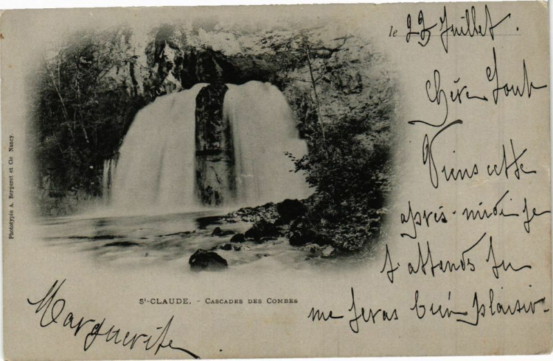 Carte postale ancienne Saint-Claude - Cascade des Combes à Saint-Claude