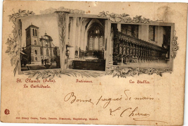 Carte postale ancienne Saint-Claude - La Cathédrale à Saint-Claude