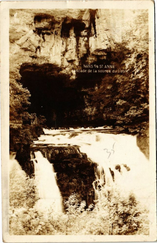 Carte postale ancienne Nans-sous-Sainte-Anne - Cascade de la Source du Lizon à Our