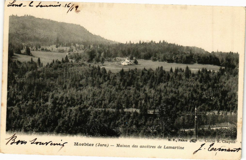 Carte postale ancienne Morbier - Maison des ancetres de Lamartine à Morbier