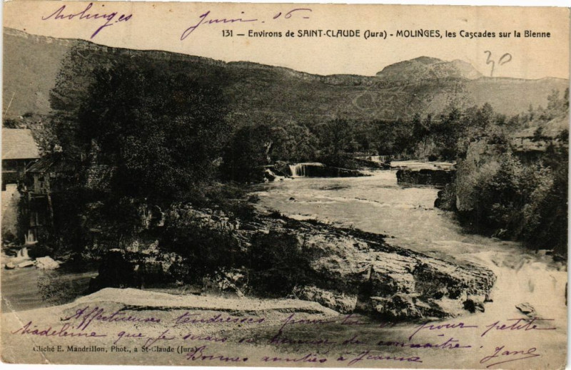 Carte postale ancienne Molignes - les Cascades sur la Bienne