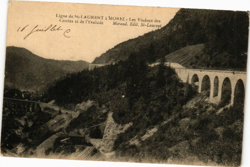Carte postale ancienne Ligne de Saint-Laurent a Morez - Viaduc de l'Evalude