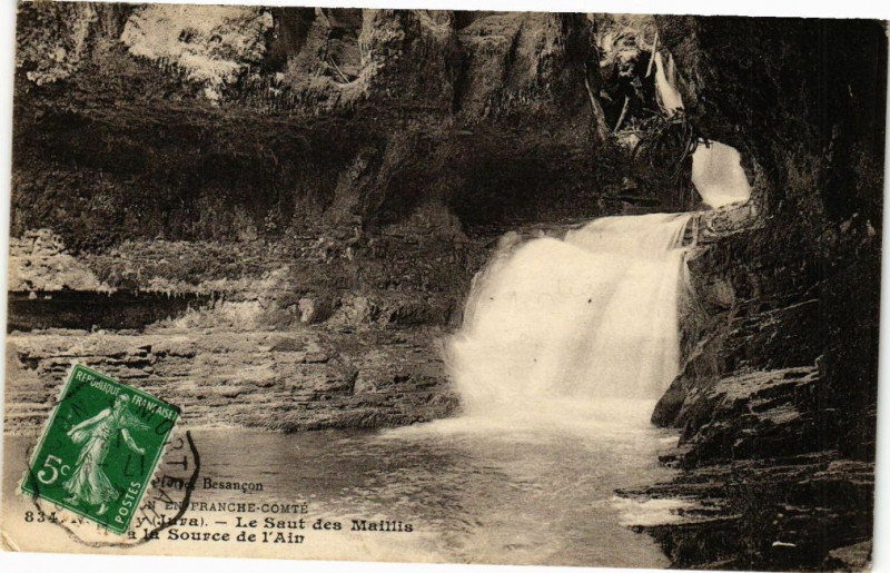 Carte postale ancienne La Saut des Maillis et la Source de l'Ain à Our