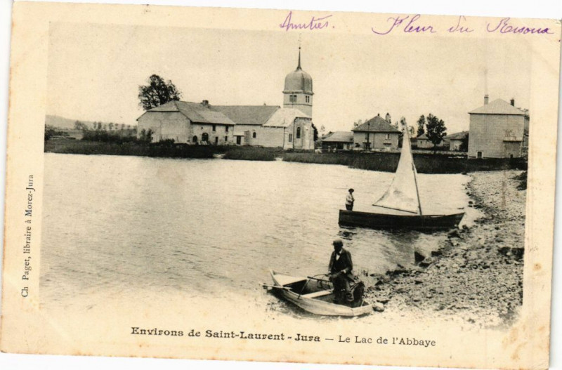 Carte postale ancienne Saint-Laurent-du-Jura - Lac de l'Abbaye