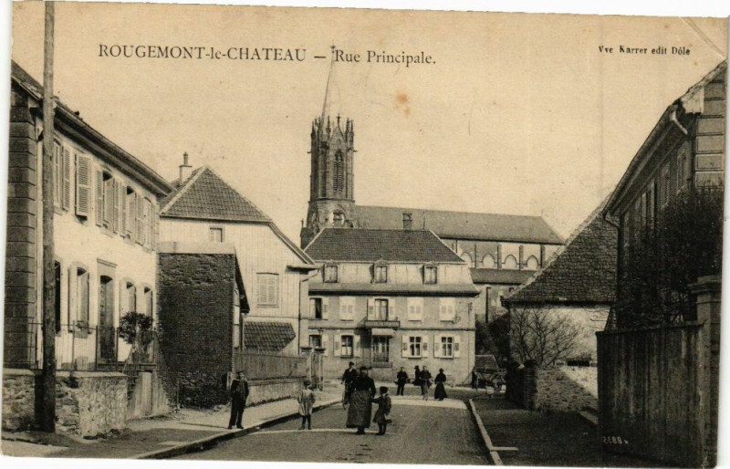 Carte postale ancienne Rougemont-le-Chateau - Rue Principale