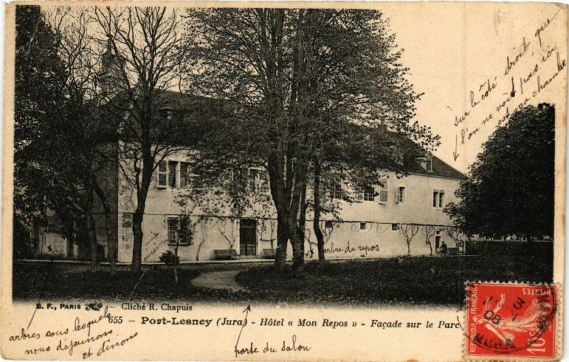 Carte postale ancienne Port-Lesney - Hotel Mon Repos Facade à Port-Lesney