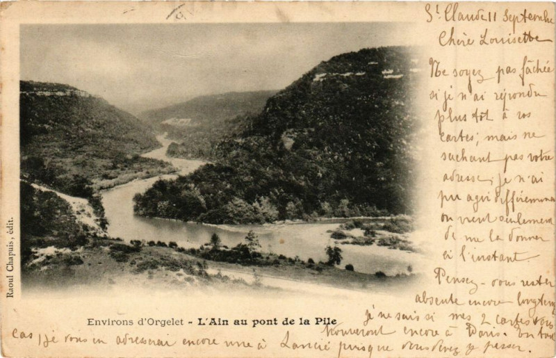 Carte postale ancienne Env. d'Orgelet - L'Ain au pont de la Pile à Orgelet