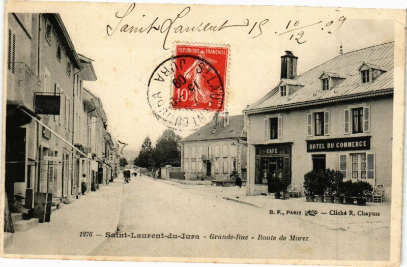 Carte postale ancienne Saint-Laurent-Du-Jura - Route de Morez