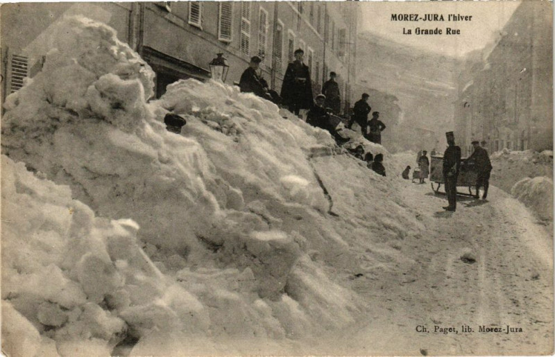 Carte postale ancienne Morez sous la neige - Grande-Rue