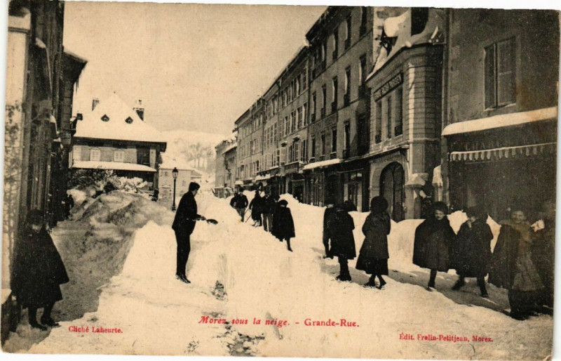 Carte postale ancienne Morez sous la neige - Grande-Rue