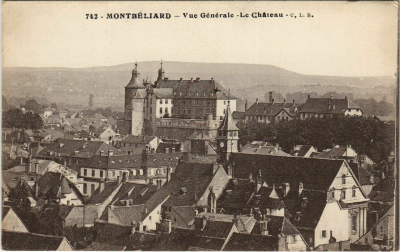 Carte postale ancienne Montbeliard vue generale ,le Chateau France à Montbéliard