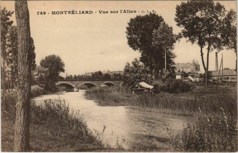 Carte postale ancienne Montbeliard vue sur l'Allan France à Montbéliard