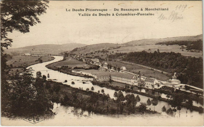 Carte postale ancienne Montbeliard Vallee du Doubs a Colombier Fontaine France à Montbéliard