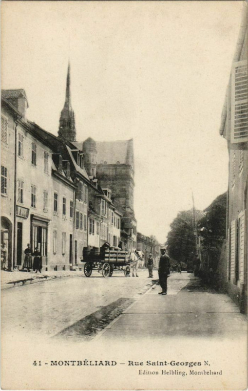 Carte postale ancienne Montbeliard Rue Saint-Georges France à Montbéliard