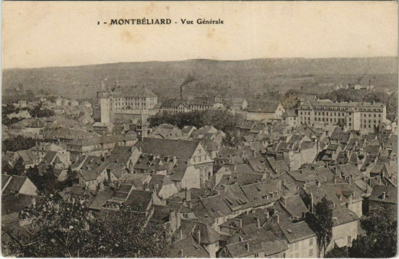 Carte postale ancienne Montbeliard vue generale ,le Chateau France à Montbéliard
