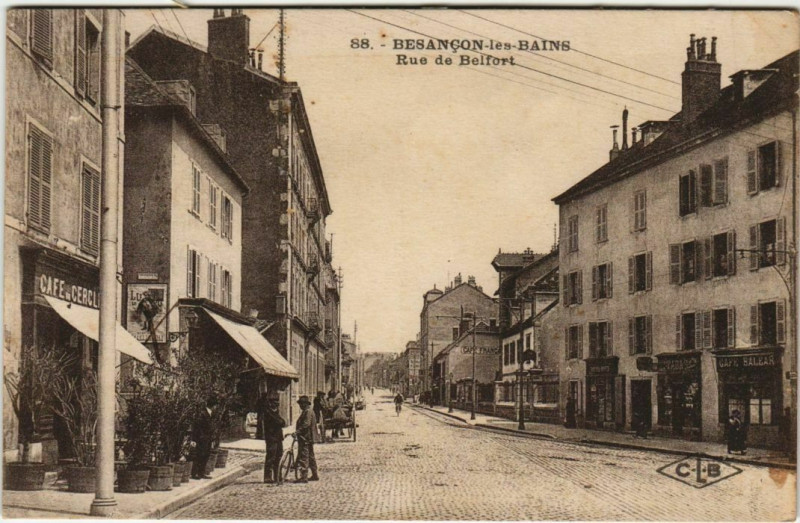 Carte postale ancienne Besancon Rue de Belfort France à Besançon