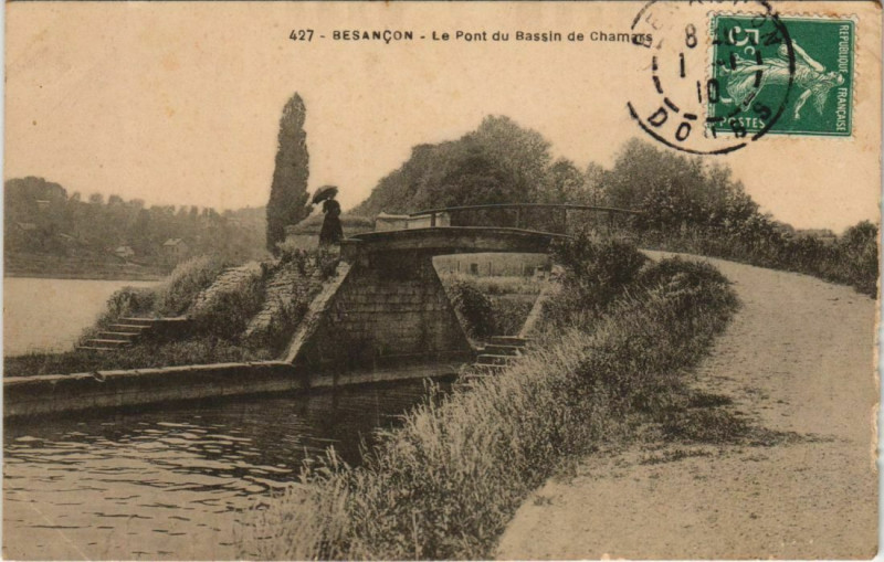 Carte postale ancienne Besancon Le Pont du Bassin de chamars France à Besançon