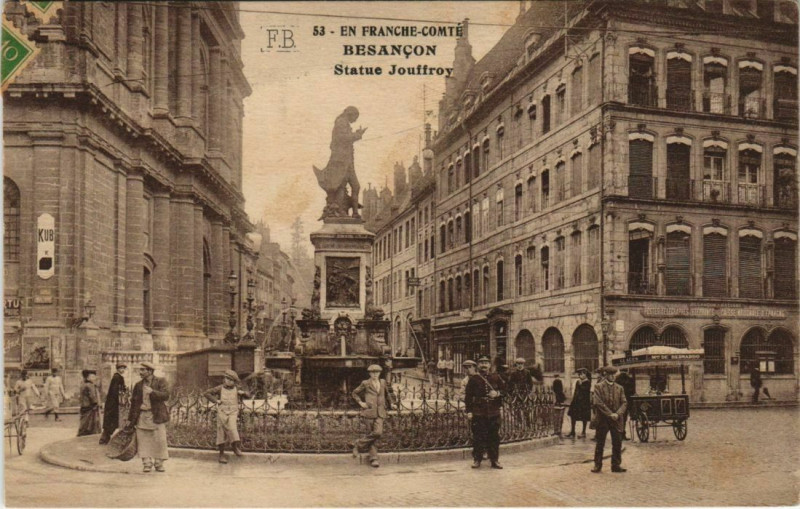 Carte postale ancienne Besancon Statue Jouffroy France à Besançon