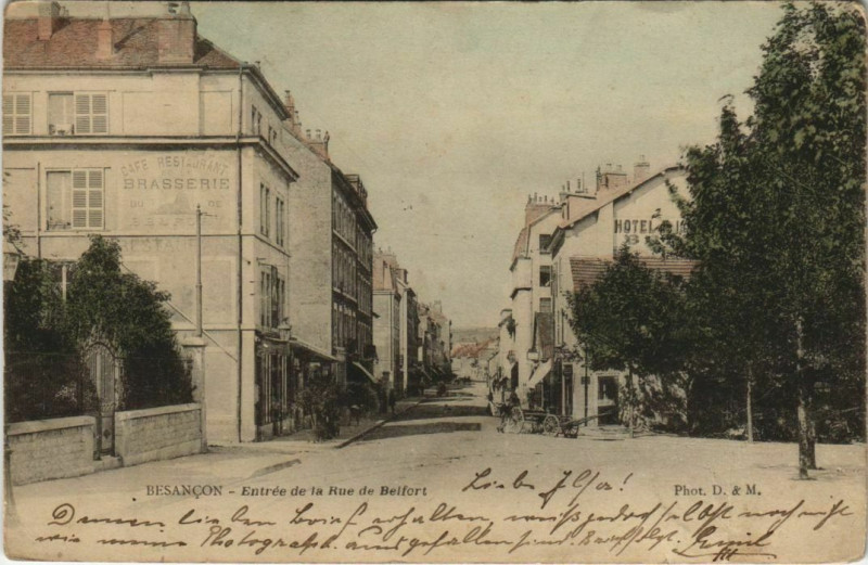 Carte postale ancienne Besancon Entree de la Rue de Belfort France à Besançon