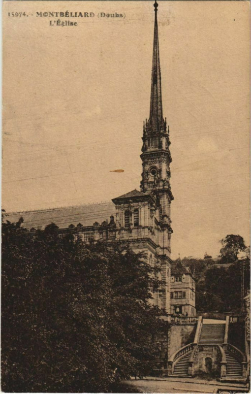 Carte postale ancienne Montbeliard Temple Saint-Martin France à Montbéliard