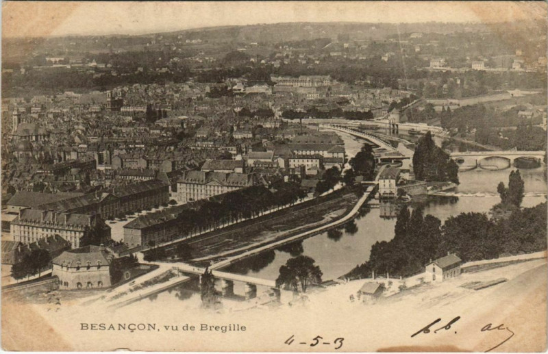 Carte postale ancienne Besancon vu de Bregille France à Besançon