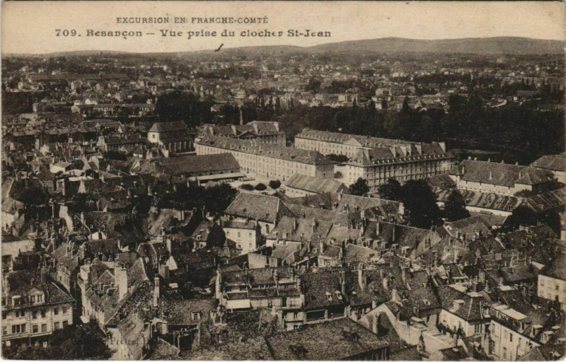 Carte postale ancienne Besancon vue prise du clocher Saint-Jean France à Besançon