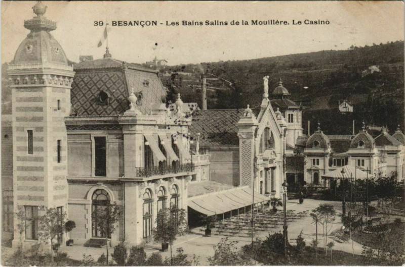 Carte postale ancienne Besancon Les Bains Salins de la Mouillere ,Le Casino France à Besançon